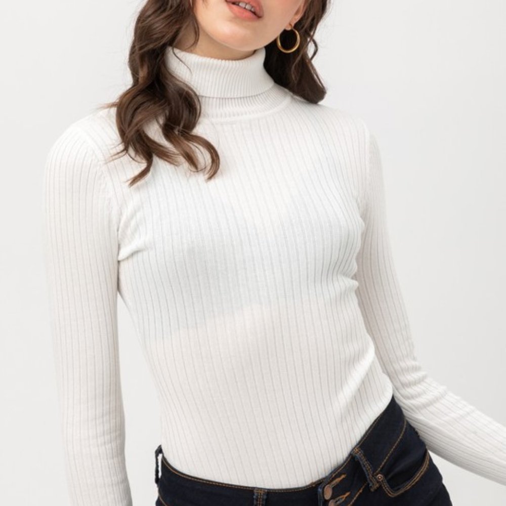 *ONLY 3 LEFT*  Long Sleeve Body Suit with Turtleneck.  Color is Ivory.